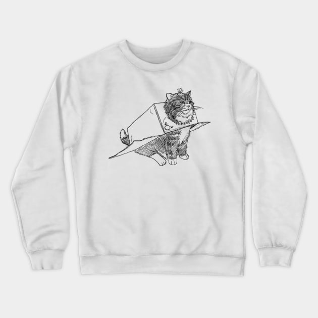 Black Line Box Robot Kitty Crewneck Sweatshirt by saradaboru